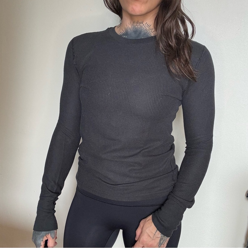 🌹SOLD🌹Fruit of the loom black thermal long sleeve shirt size small